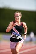 17 July 2022; Clare Barrett of D.M.P. A.C. competing in the 5000m during Irish Life Health National Junior and U23s T&F Championships in Tullamore, Offaly. Photo by George Tewkesbury/Sportsfile