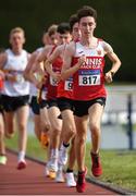 17 July 2022; Dean Casey of Ennis Track AC, Clare, leading the field while competing in the 3000m during Irish Life Health National Junior and U23s T&F Championships in Tullamore, Offaly. Photo by George Tewkesbury/Sportsfile