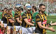 17 July 2022; TJ Reid of Kilkenny, 10, shakes hands with Limerick players before the GAA Hurling All-Ireland Senior Championship Final match between Kilkenny and Limerick at Croke Park in Dublin. Photo by Seb Daly/Sportsfile