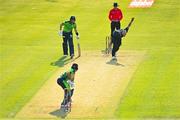 18 July 2022; Daryl Mitchell of New Zealand bowls to Curtis Campher of Ireland during the Men's T20 International match between Ireland and New Zealand at Stormont in Belfast. Photo by Ramsey Cardy/Sportsfile