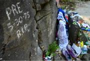 18 July 2022; A detailed view of Pre's Rock during day four of the World Athletics Championships in Eugene, Oregon. Pre's Rock is a memorial to American distance runner and Oregon native, Steve “Pre” Prefontaine, who died at the location in 1997. Photo by Sam Barnes/Sportsfile