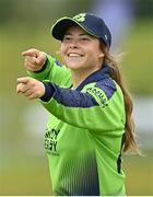 19 July 2022; Cara Murray of Ireland during the Women's T20 International match between Ireland and Pakistan at Bready Cricket Club in Bready, Tyrone. Photo by Ramsey Cardy/Sportsfile