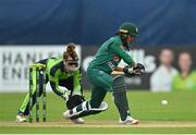 19 July 2022; Bismah Maroof of Pakistan and Ireland wicketkeeper Mary Waldron during the Women's T20 International match between Ireland and Pakistan at Bready Cricket Club in Bready, Tyrone. Photo by Ramsey Cardy/Sportsfile