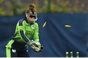 19 July 2022; Ireland wicketkeeper Mary Waldron after attempting to run out Ayesha Naseem of Pakistan during the Women's T20 International match between Ireland and Pakistan at Bready Cricket Club in Bready, Tyrone. Photo by Ramsey Cardy/Sportsfile
