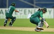 19 July 2022; Ayesha Naseem of Pakistan during the Women's T20 International match between Ireland and Pakistan at Bready Cricket Club in Bready, Tyrone. Photo by Ramsey Cardy/Sportsfile