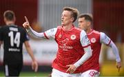 21 July 2022; Chris Forrester of St Patrick's Athletic celebrates after scoring his side's first goal during the UEFA Europa Conference League 2022/23 Second Qualifying Round First Leg match between St Patrick's Athletic and NS Mura at Richmond Park in Dublin. Photo by Stephen McCarthy/Sportsfile