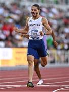 21 July 2022; Gabriel Tual of France celebrates after the Men's 800m semi-final during day seven of the World Athletics Championships at Hayward Field in Eugene, Oregon, USA. Photo by Sam Barnes/Sportsfile