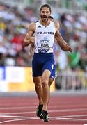 21 July 2022; Gabriel Tual of France celebrates after the Men's 800m semi-final during day seven of the World Athletics Championships at Hayward Field in Eugene, Oregon, USA. Photo by Sam Barnes/Sportsfile