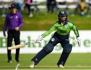 21 July 2022; Leah Paul of Ireland during the Women's T20 International match between Ireland and Australia at Bready Cricket Club in Bready, Tyrone. Photo by George Tewkesbury/Sportsfile