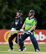 22 July 2022; New Zealand wicketkeeper Dane Cleaver catches the wicket of Paul Stirling of Ireland during the Men's T20 International match between Ireland and New Zealand at Stormont in Belfast. Photo by Ramsey Cardy/Sportsfile