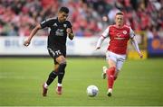 21 July 2022; Darrick Morris of Mura during the UEFA Europa Conference League 2022/23 Second Qualifying Round First Leg match between St Patrick's Athletic and NS Mura at Richmond Park in Dublin. Photo by Stephen McCarthy/Sportsfile