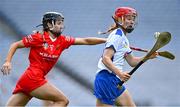 23 July 2022; Beth Carton of Waterford in action against Saoirse McCarthy of Cork during the Glen Dimplex Senior Camogie All-Ireland Championship Semi-Final match between Cork and Waterford at Croke Park in Dublin. Photo by Piaras Ó Mídheach/Sportsfile