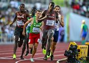23 July 2022; Marco Arop of Canada, third from left, leads the field in the men's 800m final during day nine of the World Athletics Championships at Hayward Field in Eugene, Oregon, USA. Photo by Sam Barnes/Sportsfile