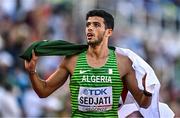 23 July 2022; Djamel Sedjati of Algeria celebrates after winning silver in the men's 800m final during day nine of the World Athletics Championships at Hayward Field in Eugene, Oregon, USA. Photo by Sam Barnes/Sportsfile