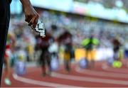 23 July 2022; A general view of a starters pistol before the men's 800m final during day nine of the World Athletics Championships at Hayward Field in Eugene, Oregon, USA. Photo by Sam Barnes/Sportsfile