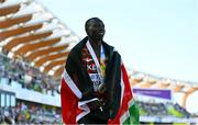 23 July 2022; Emmanuel Kipkurui Korir of Kenya celebrates after winning the men's 800m final during day nine of the World Athletics Championships at Hayward Field in Eugene, Oregon, USA. Photo by Sam Barnes/Sportsfile