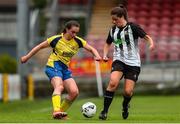24 July 2022; Alison O'Connell of Douglas Hall in action against Emma Boyle of Whitehall Rangers  during the FAI Women’s Intermediate Cup Final 2022 match between Douglas Hall LFC and Whitehall Rangers at Turners Cross in Cork. Photo by Michael P Ryan/Sportsfile