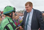 27 July 2022; Trainer John Hanlon and jockey Jordan Gainford after winning the Tote Galway Plate with Hewick  during day three of the Galway Races Summer Festival at Ballybrit Racecourse in Galway. Photo by Seb Daly/Sportsfile