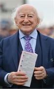27 July 2022; President of Ireland Michael D Higgins before the Tote Maiden during day three of the Galway Races Summer Festival at Ballybrit Racecourse in Galway. Photo by Seb Daly/Sportsfile
