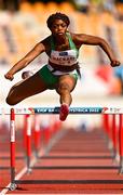28 July 2022; Okwu Backari of Team Ireland competing in the girls 100m hurdles event during day four of the 2022 European Youth Summer Olympic Festival at Banská Bystrica, Slovakia. Photo by Eóin Noonan/Sportsfile