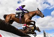 28 July 2022; Visionarian, with Denis O'Regan up, jumps the sixth on their way to winning the Guinness Novice Steeplechase during day four of the Galway Races Summer Festival at Ballybrit Racecourse in Galway. Photo by Seb Daly/Sportsfile