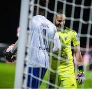 28 July 2022; St Patrick's Athletic goalkeeper Joseph Anang and Mura goalkeeper Matko Obradovic after the UEFA Europa Conference League 2022/23 Second Qualifying Round Second Leg match between Mura and St Patrick's Athletic at Mestni Stadion Fazanerija in Murska Sobota, Slovenia. Photo by Vid Ponikvar/Sportsfile