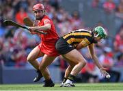 7 August 2022; Miriam Walsh of Kilkenny in action against Libby Coppinger of Cork during the Glen Dimplex All-Ireland Senior Camogie Championship Final match between Cork and Kilkenny at Croke Park in Dublin. Photo by Piaras Ó Mídheach/Sportsfile
