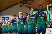 3 July 2022; Aidan Harris Igiehon of Ireland before the FIBA EuroBasket 2025 Pre-Qualifier First Round Group A match between Ireland and Switzerland at National Basketball Arena in Dublin. Photo by Ramsey Cardy/Sportsfile