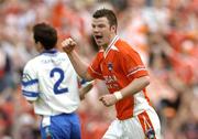 23 May 2004; Ronan Clarke, Armagh, celebrates after scoring his sides second goal. Bank of Ireland Ulster Senior Football Championship, Monaghan v Armagh, St. Tighernach's Park, Clones, Co. Monaghan. Picture credit; Pat Murphy / SPORTSFILE