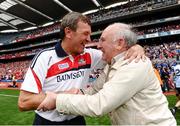 11 August 2013; Cork County Board Secretary Frank Murphy, right, celebrates with Cork manager Jimmy Barry Murphy at the end of the game. GAA Hurling All-Ireland Senior Championship, Semi-Final, Dublin v Cork, Croke Park, Dublin. Photo by Sportsfile