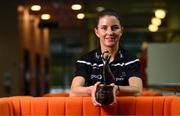 17 August 2022; PwC GPA Player of the Month for July/August in ladies football, Niamh O’Sullivan of Meath, with her award at PwC’s offices in Dublin. Photo by Stephen McCarthy/Sportsfile