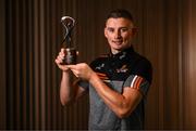 17 August 2022; PwC GAA/GPA Player of the Month for July/August in hurling, Gearóid Hegarty of Limerick, with his award at PwC offices in Dublin. Photo by Stephen McCarthy/Sportsfile