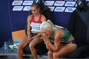 21 August 2022; Sarah Lavin of Ireland waits to see if she has qualified for the Women's 100m Hurdles Final during day 11 of the European Championships 2022 at the Olympiastadion in Munich, Germany. Photo by David Fitzgerald/Sportsfile