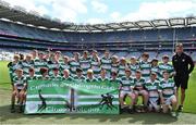 22 August 2022; The Round Towers Clondalkin, Dublin, team with GAA Ambasadóir na Gaeilge and Galway footballer Paul Conroy at GAAGaeilge Go Games at Croke Park in Dublin. Photo by Piaras Ó Mídheach/Sportsfile