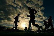 26 August 2022; Lucan United players warm-up before the Extra.ie FAI Cup second round match between Lucan United and Bohemians at Dalymount Park in Dublin. Photo by Seb Daly/Sportsfile