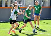 27 August 2022; Laura Hughes, right, and Serena Hill during a Republic of Ireland Women's Street League training at St Catherine's Community Sports Centre in Dublin. Photo by Ben McShane/Sportsfile