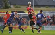 26 August 2022; Marco Chindea of Lucan United during the Extra.ie FAI Cup second round match between Lucan United and Bohemians at Dalymount Park in Dublin. Photo by Seb Daly/Sportsfile