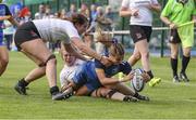 27 August 2022; Eva Sterritt of Leinster scores a try during the U18 Girls Interprovincial match between Ulster and Leinster at Newforge Country Club in Belfast. Photo by John Dickson/Sportsfile