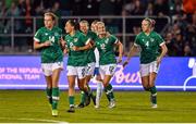 1 September 2022; Lily Agg of Republic of Ireland, 12, celebrates with teammates after scoring their side's first goal during the FIFA Women's World Cup 2023 qualifier match between Republic of Ireland and Finland at Tallaght Stadium in Dublin. Photo by Seb Daly/Sportsfile