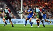 2 September 2022; Charlie Ngatai of Leinster in action against George Head and Irne Herbst of Harlequins during the pre-season friendly match between Harlequins and Leinster at Twickenham Stoop in London, England. Photo by Brendan Moran/Sportsfile