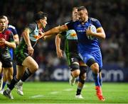 2 September 2022; Max Deegan of Leinster is tackled by Tommy Allan of Harlequins during the pre-season friendly match between Harlequins and Leinster at Twickenham Stoop in London, England. Photo by Brendan Moran/Sportsfile