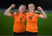 6 September 2022; Amber Barrett, left, and Claire O'Riordan of Republic of Ireland after the FIFA Women's World Cup 2023 Qualifier match between Slovakia and Republic of Ireland at National Training Centre in Senec, Slovakia. Photo by Stephen McCarthy/Sportsfile