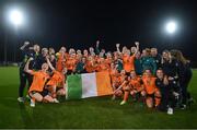 6 September 2022; Republic of Ireland players and staff celebrate after the FIFA Women's World Cup 2023 Qualifier match between Slovakia and Republic of Ireland at National Training Centre in Senec, Slovakia. Photo by Stephen McCarthy/Sportsfile