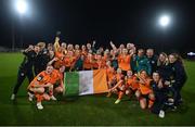 6 September 2022; Republic of Ireland players and staff celebrate after the FIFA Women's World Cup 2023 Qualifier match between Slovakia and Republic of Ireland at National Training Centre in Senec, Slovakia. Photo by Stephen McCarthy/Sportsfile