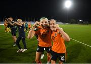 6 September 2022; Hayley Nolan, left, and Lily Agg of Republic of Ireland after the FIFA Women's World Cup 2023 Qualifier match between Slovakia and Republic of Ireland at National Training Centre in Senec, Slovakia. Photo by Stephen McCarthy/Sportsfile