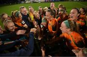 6 September 2022; Republic of Ireland captain Katie McCabe leads the celebrations in the huddle after the FIFA Women's World Cup 2023 Qualifier match between Slovakia and Republic of Ireland at National Training Centre in Senec, Slovakia. Photo by Stephen McCarthy/Sportsfile