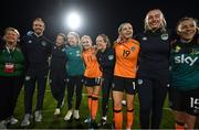 6 September 2022; Republic of Ireland players and staff in the huddle after the FIFA Women's World Cup 2023 Qualifier match between Slovakia and Republic of Ireland at National Training Centre in Senec, Slovakia. Photo by Stephen McCarthy/Sportsfile