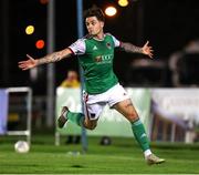 9 September 2022; Ruairi Keating of Cork City celebrates after scoring his side's second goal a penalty during the SSE Airtricity League First Division match between Waterford and Cork City at RSC in Waterford. Photo by Michael P Ryan/Sportsfile