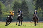 11 September 2022; Johnny Hearn of Wexford in action against James Connolly and Siobhan Herbst of Glenpatrick during the Grass Polo Pakistan Cup Final match between Glenpatrick and Wexford at All Ireland Polo Club at the Phoenix Park in Dublin. Photo by Tyler Miller/Sportsfile