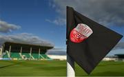 16 September 2022; A view of a Treaty United branded corner flag before the Extra.ie FAI Cup Quarter-Final match between Treaty United and UCD at Markets Field in Limerick. Photo by Seb Daly/Sportsfile
